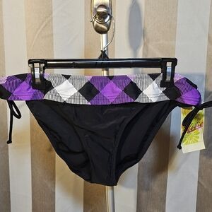 Hobie Bikini Swim Bottom Black Purple White Macy's NWT Size XL
